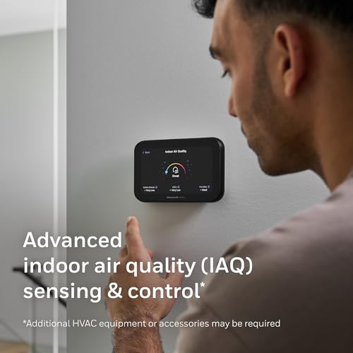Smart WiFi Touchscreen Thermostat with Video Doorbell View, IAQ Control & Matter Integration, Black